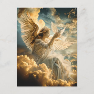 Carte Postale Messagers de la Paix Ange avec Colombe Blanche