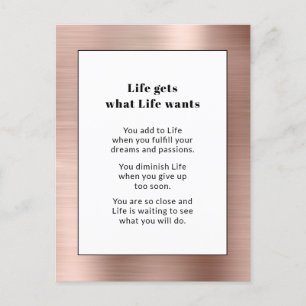 Carte Postale Métal brossé Motivational Rose Gold