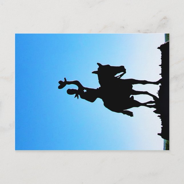 Carte Postale Metal Cowboy Art On Gate près de Johnson City, TX (Devant)