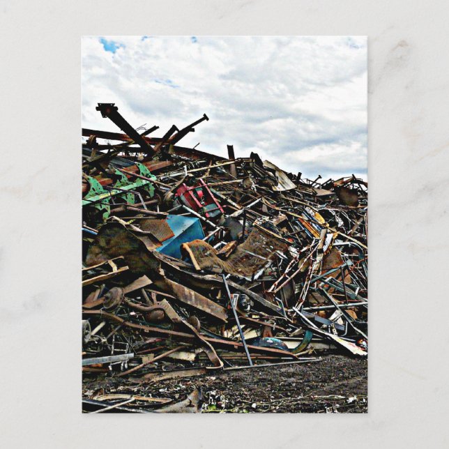 Carte Postale Métal de rebut de junk Yard au dépôt (Devant)