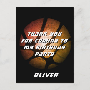 Carte Postale Metallo Orange Basketball Ball Anniversaire Merci