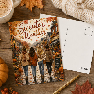 Carte Postale Météo de pull d'automne Vibrations d'automne