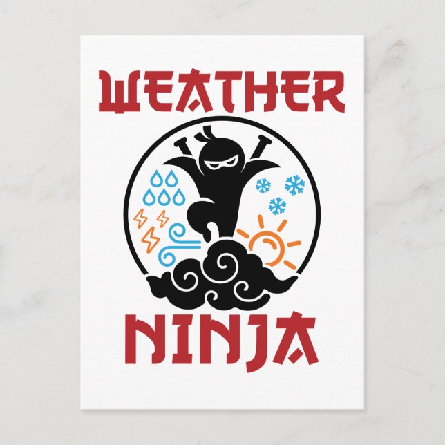 Carte Postale Météo Météorologue Ninja Météorologie Météorologue (Devant)