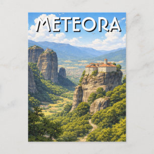 Carte Postale Meteora Grèce Voyage Paysage vintage