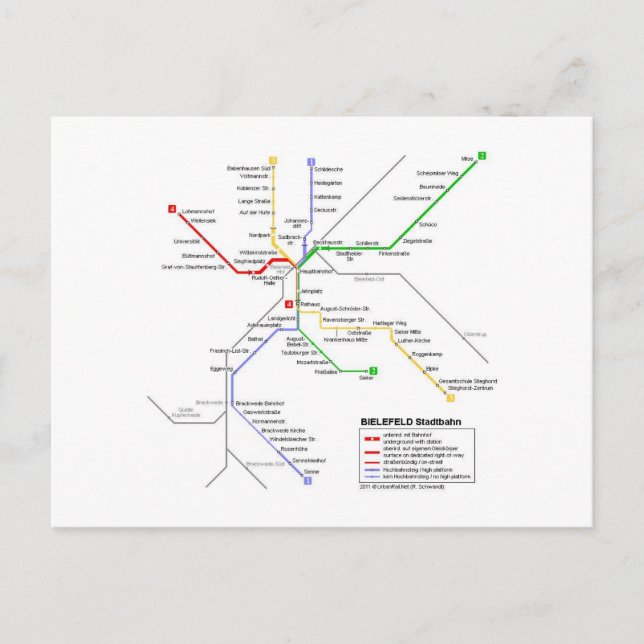 Carte Postale Métro de Bielefeld (Devant)