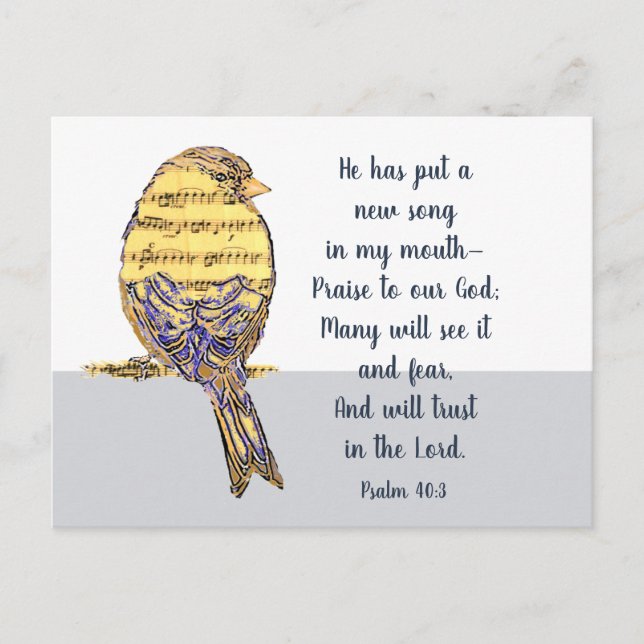 Carte Postale Mettez une chanson dans mon coeur Bible Écriture O (Devant)