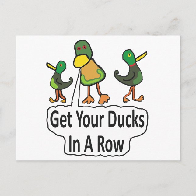 Carte Postale Mettez Vos Canards Dans Une Rangée (Devant)