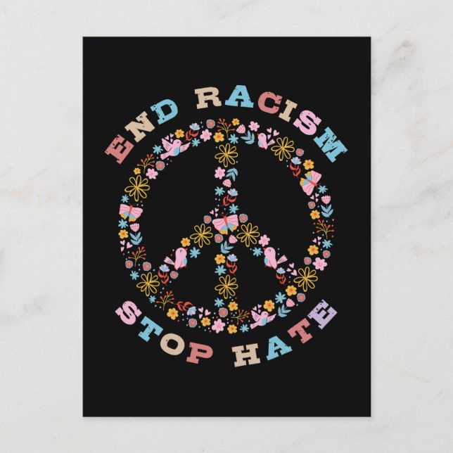 Carte Postale Mettre fin au racisme Arrêter la haine (Devant)