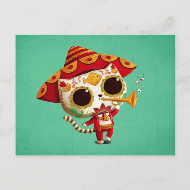 Carte Postale Mexicain El mariachi Cute Cat (Devant)