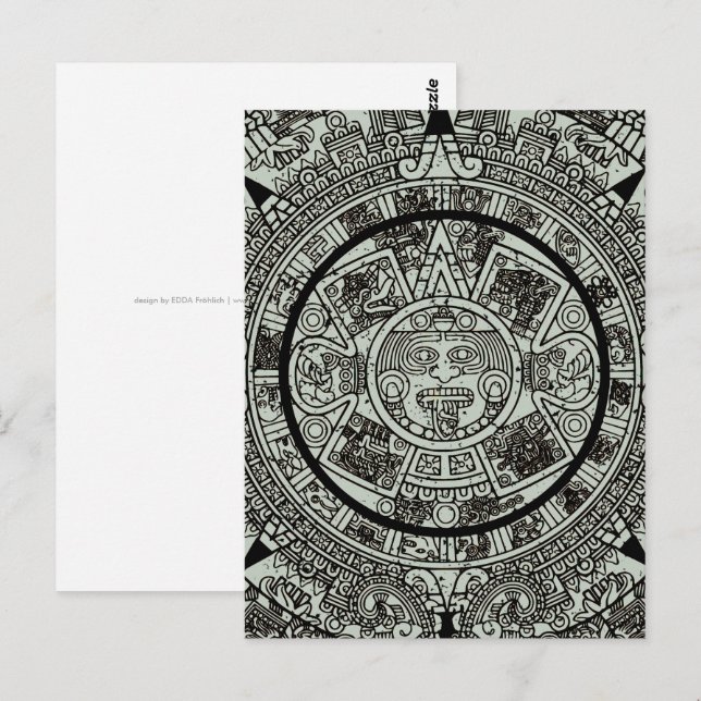 Carte Postale Mexicaine Aztec Sun Stone Maya Calendrier 1 (Devant / Derrière)