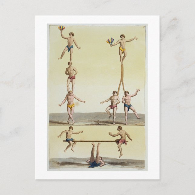 Carte Postale Mexicains pratiquant la gymnastique (litho couleur (Devant)