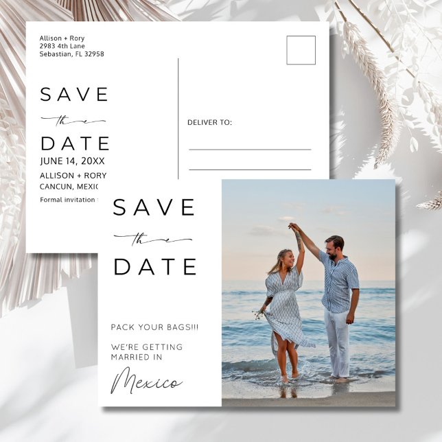 Carte Postale Mexico Beach Destination Wedding Save the Date (Mexico Beach Destination Wedding Save the Date Postcard)