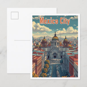 Carte Postale Mexico City Mexique Illustration de voyage artisti