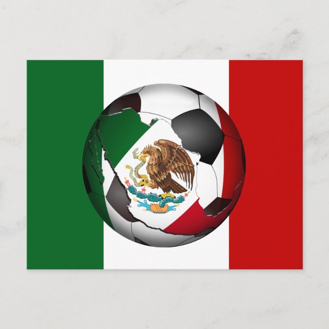 Carte Postale Mexique balle de football avec drapeau couleurs Ar (Devant)