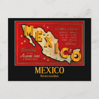 Carte Postale Mexique, Bienvenidos, Vintage
