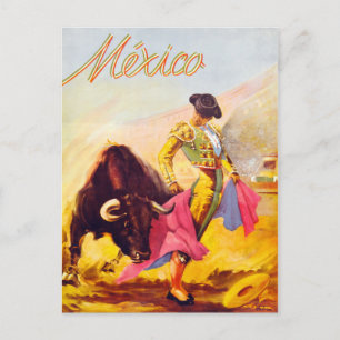 Carte Postale Mexique Bull Fighter Poster vintage restauré