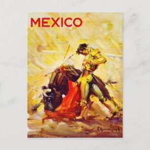 Carte Postale Mexique Bull Fighter Poster vintage restauré