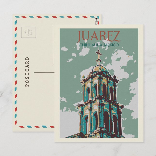 Carte Postale Mexique, Cathédrale de Ciudad Juarez, Chihuahua Po (Devant / Derrière)