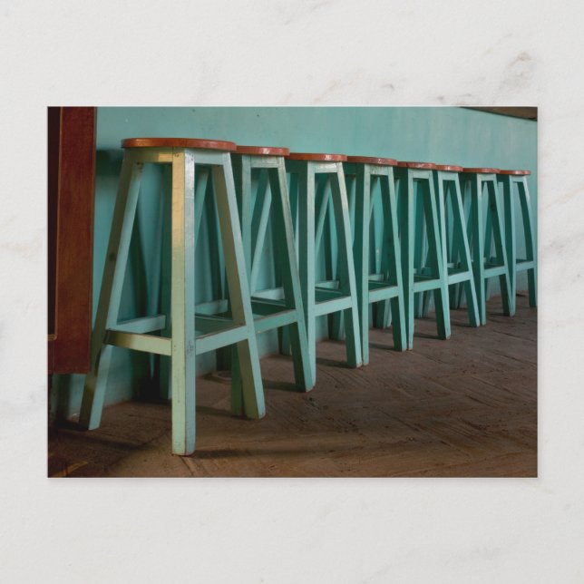 Carte Postale Mexique, Oaxaca, mur de la ligne Green Bar Stools (Devant)