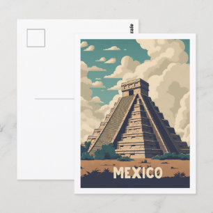 Carte Postale Mexique Pyramide Vintage Lieu de voyage célèbre