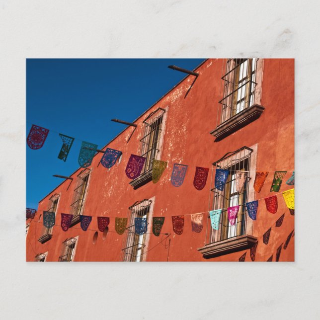 Carte Postale Mexique, San Miguel de Allende. Bannières colorées (Devant)