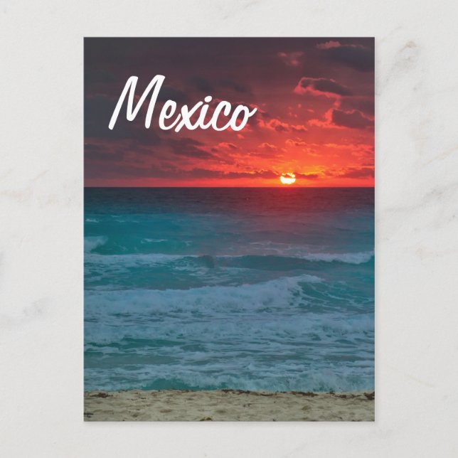 Carte Postale Mexique Sunset Beach Vagues au bord de l'océan (Devant)