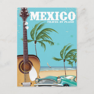 Carte Postale Mexique - Voyage par avion affiche de voyage.