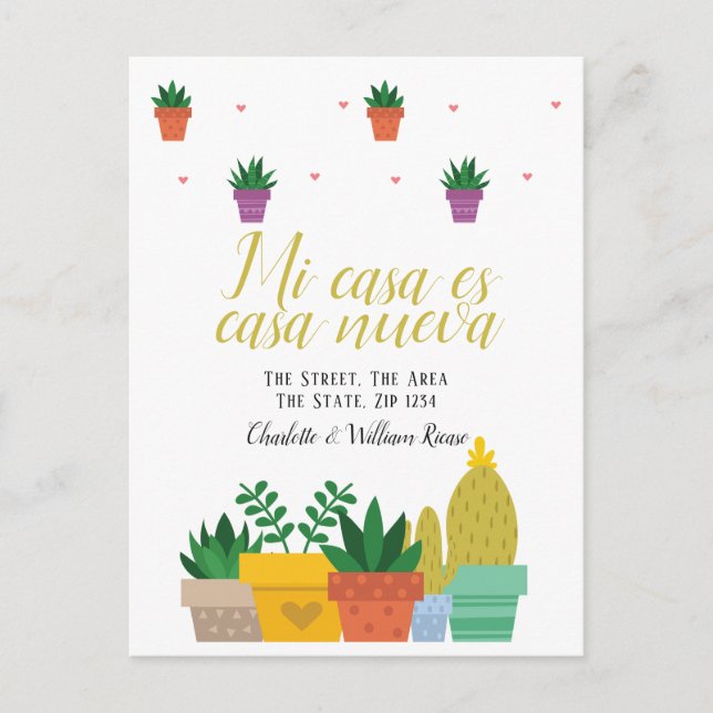 Carte Postale Mi Casa Es Casa Nueva New Home Cactus Plante (Devant)