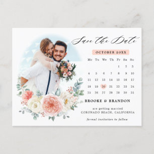 Carte Postale Mi-été Peach Pastel Calendrier rose Enregistrer la