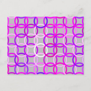 Carte Postale Mi-siècle Cercles modernes, rose, violet et gris