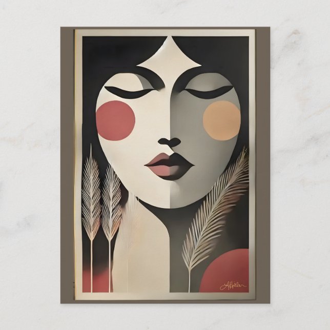 Carte Postale Mi-siècle Méditation Art Moderne (Devant)