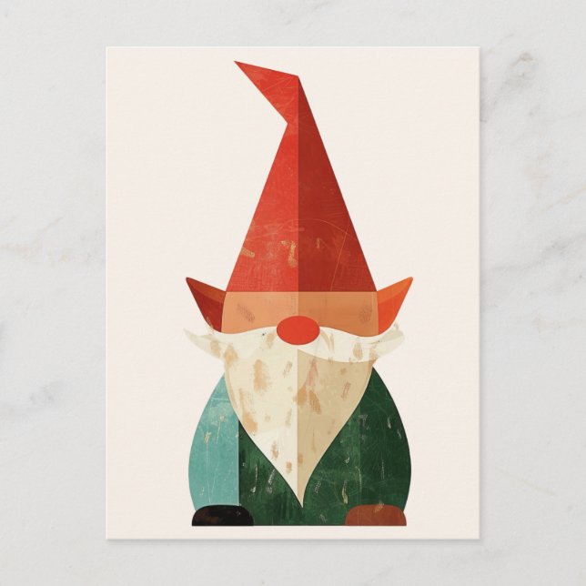 Carte Postale Mi-siècle moderne Gnome minimaliste Noël (Devant)