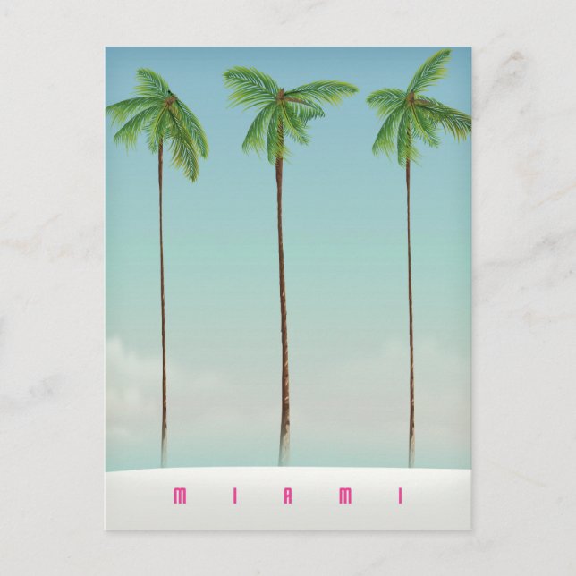 Carte Postale Miami, affiche de voyage de la florida palm. (Devant)