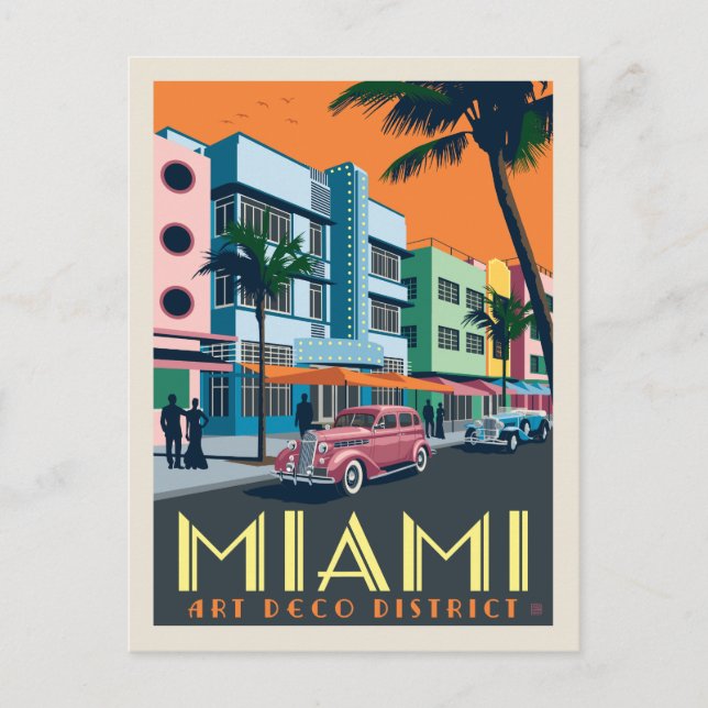 Carte Postale Miami, FL| Art déco (Devant)