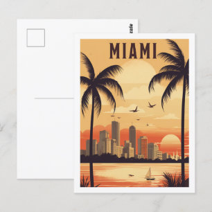 Carte Postale Miami Florida USA Fameux Vintage voyage Place