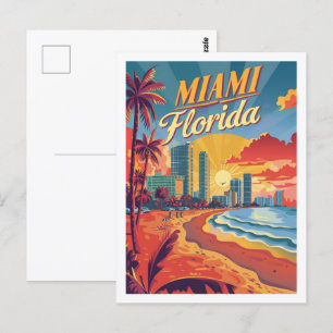 Carte Postale Miami Florida USA Vintage célèbre Travel Place