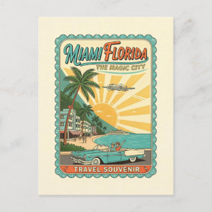 Carte Postale Miami, Floride – Style Rétro des Années 1950