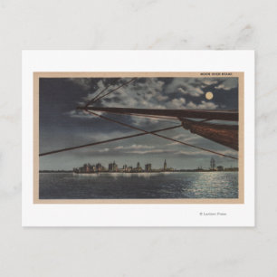 Carte Postale Miami, Floride - Vue sur la ville au clair de lune
