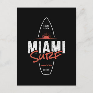 Carte Postale Miami Surf – Conception de planche de surf vintage