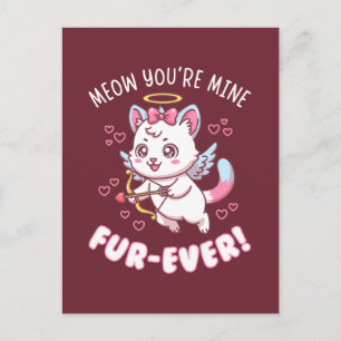 Carte Postale Miaou Tu es à moi pour toujours - Cupidon Chat Val