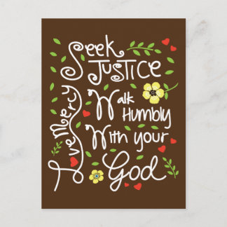 Carte Postale Micah 6 8 Chercher Justice Amour Mercy Marcher Hum