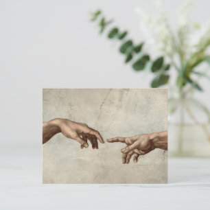 Carte Postale Michaelangelo mains création adam dieu