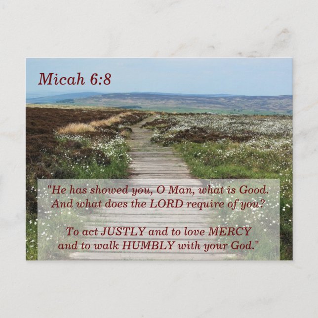 Carte Postale Michée 6:8 Marche humblement verset biblique (Devant)