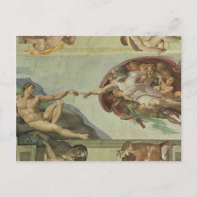 Carte Postale Michelangelo : Création d'Adam (Devant)