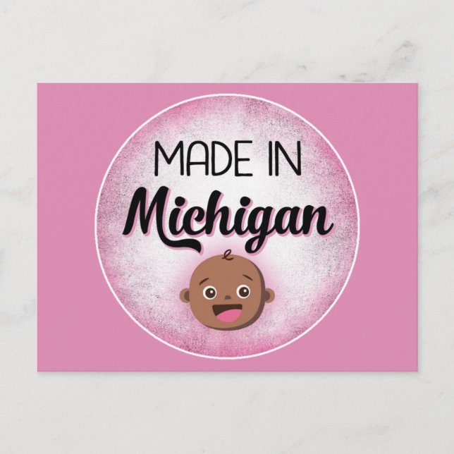 Carte Postale Michigan Baby Funny rose Africain-Noir (Devant)