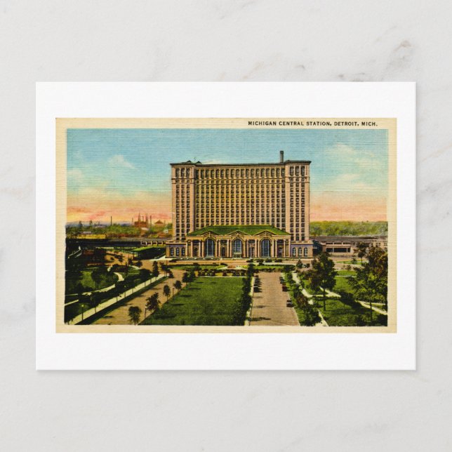 Carte Postale Michigan Central Station Detroit, Michigan (Devant)