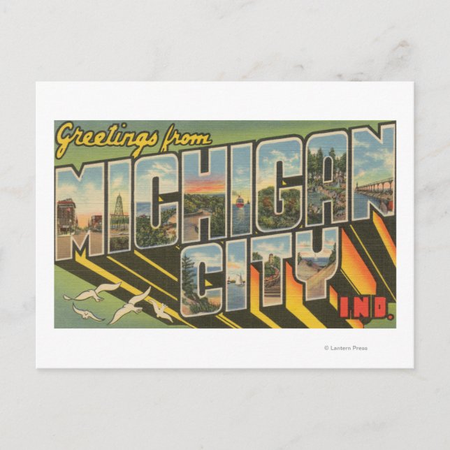 Carte Postale Michigan City, Indiana - Scènes de grandes lettres (Devant)