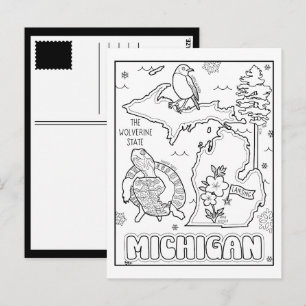 Carte Postale Michigan colorie le collage