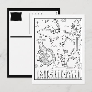 Carte Postale Michigan colorie le collage