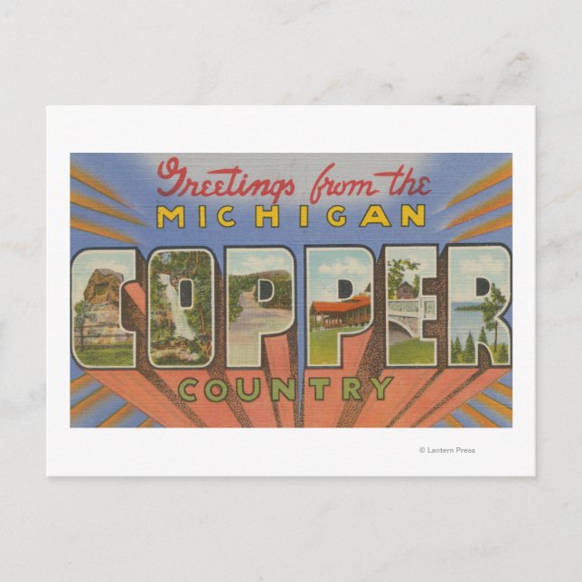 Carte Postale Michigan (comté de Copper) - Scènes de grandes let (Devant)